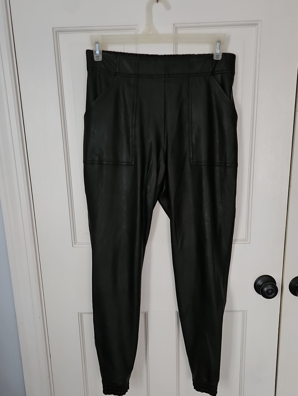 Spanx High-Rise Faux Leather Jogger Pants - Black